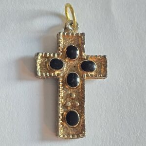 Cross pendant silver tone metal charm religious Christian jewelry